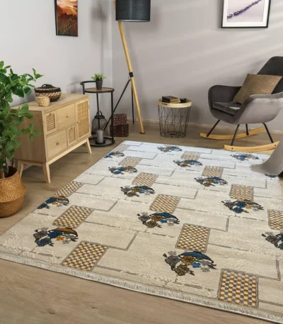 Sarvestan 440 Reeds Irani Rug OffWhiteYellow Mk 1