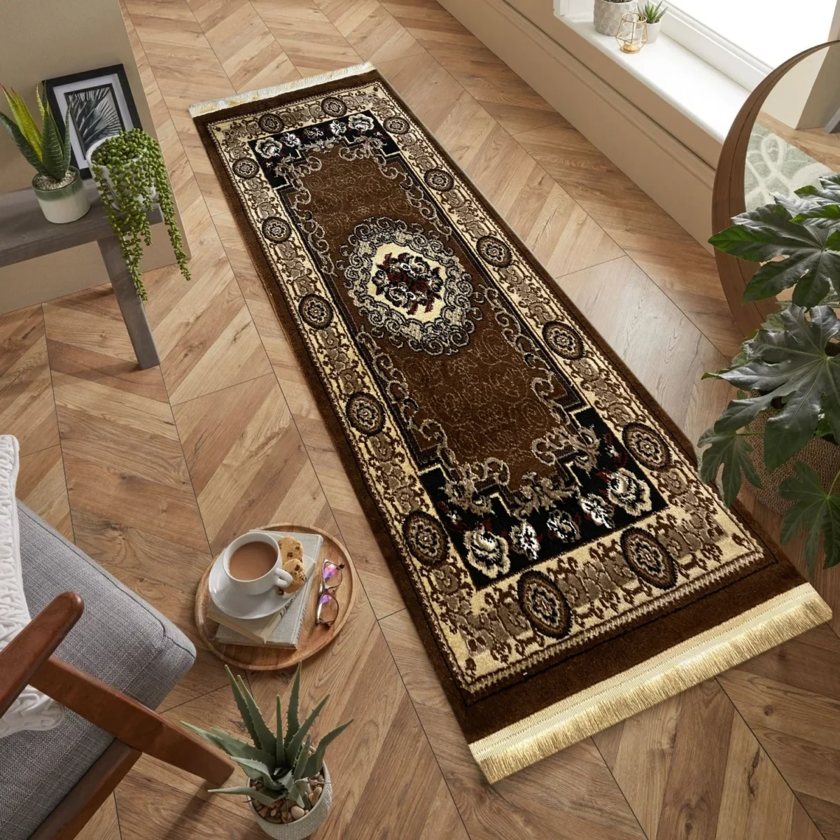 Venus Kaplan Runner Rug BeigeChocolate Mk