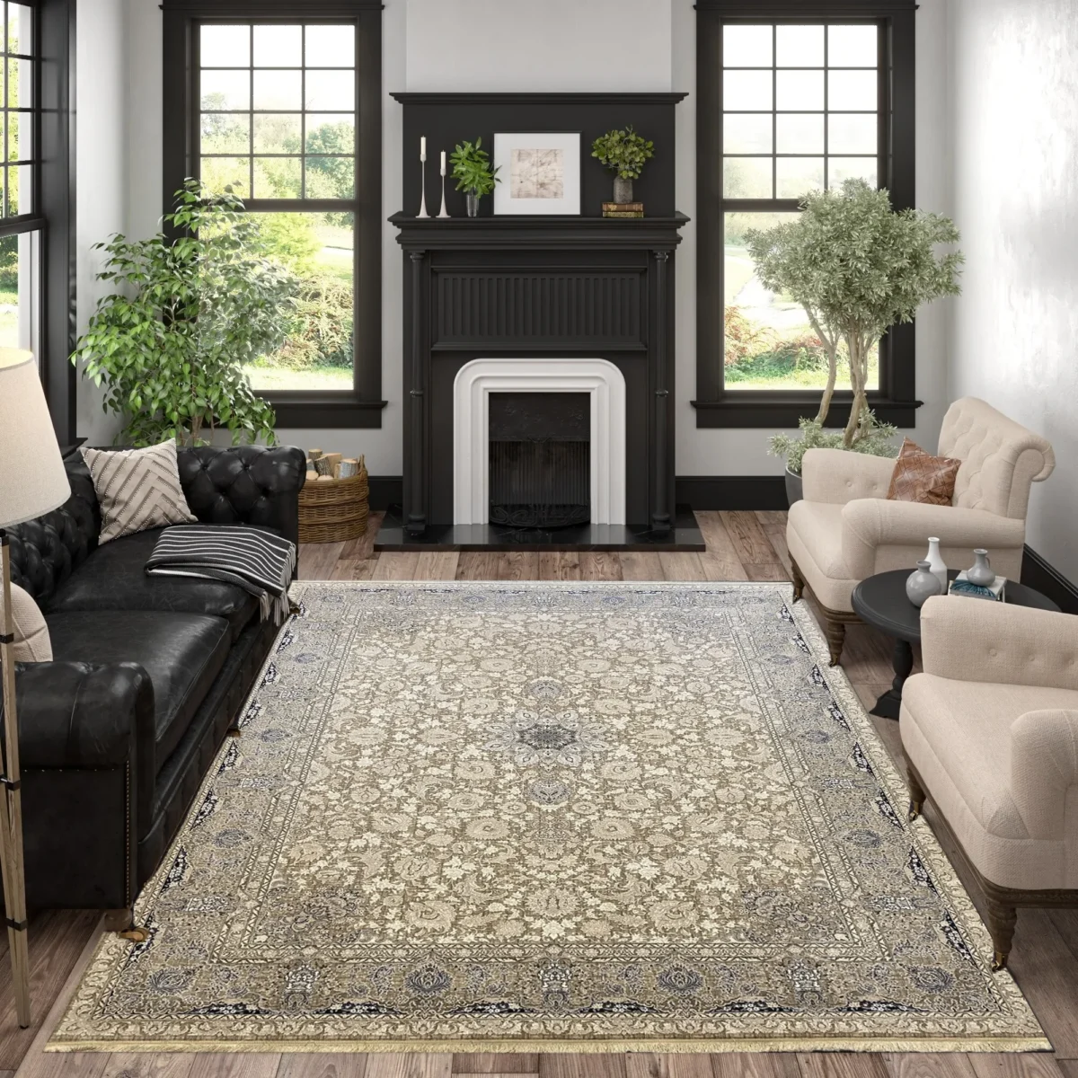 Qalin Persian Luxury Premium Rug 1200 Reeds LGreyWhite Mk