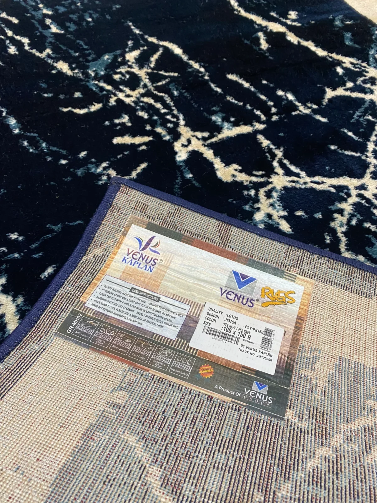 Venus Kaplan Rug Lotus NavyOffWhite back