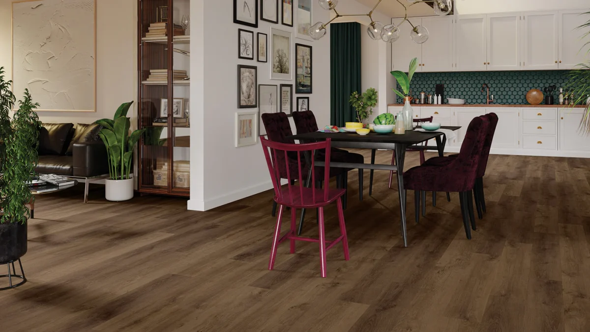 Vinyl Flooring with Dark Brown Wooden Texture