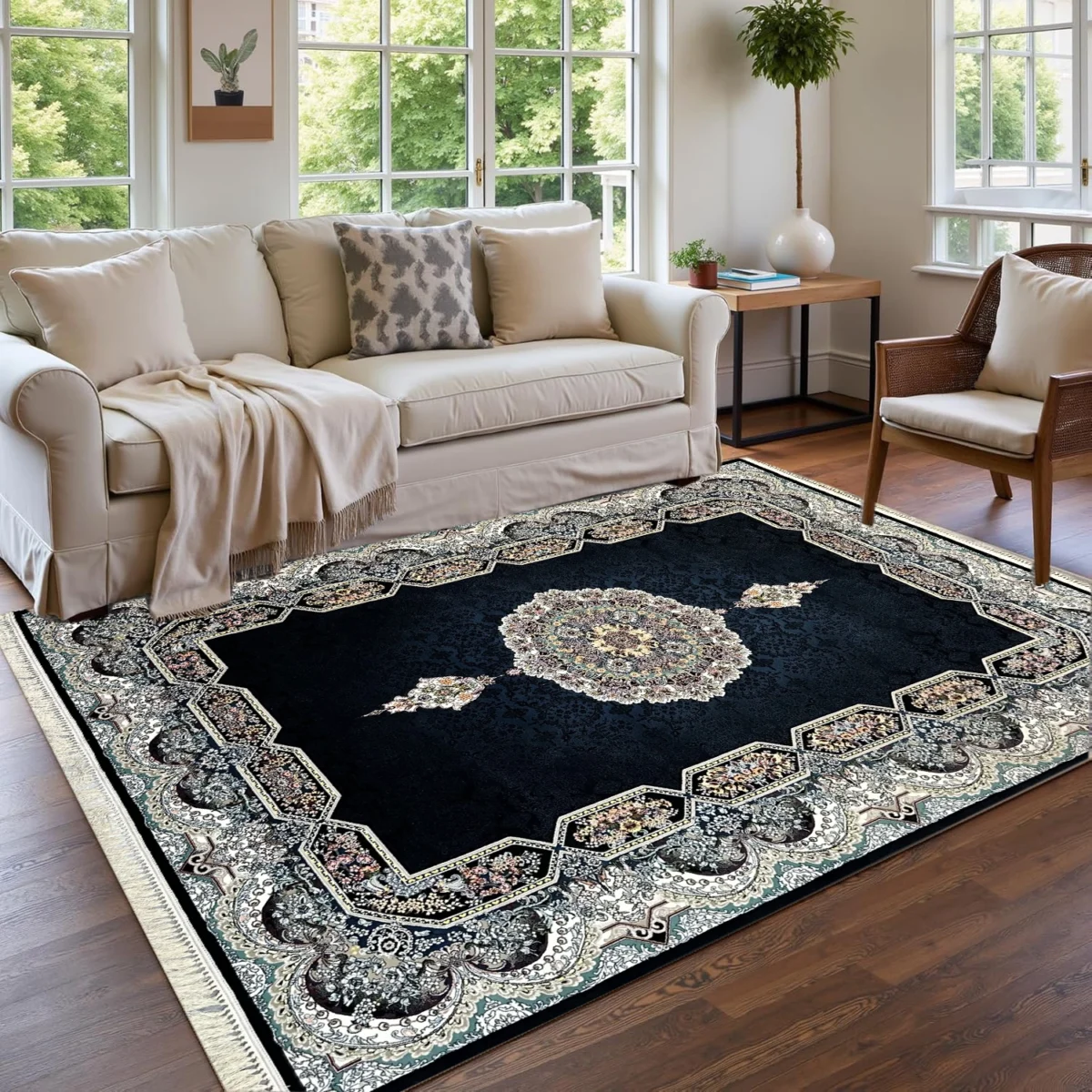 Padide Irani Rug NavyWhite 700 Reeds