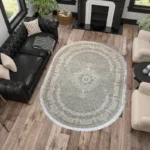 Salima Collection OffWhiteGreyDesignGold Oval Rug