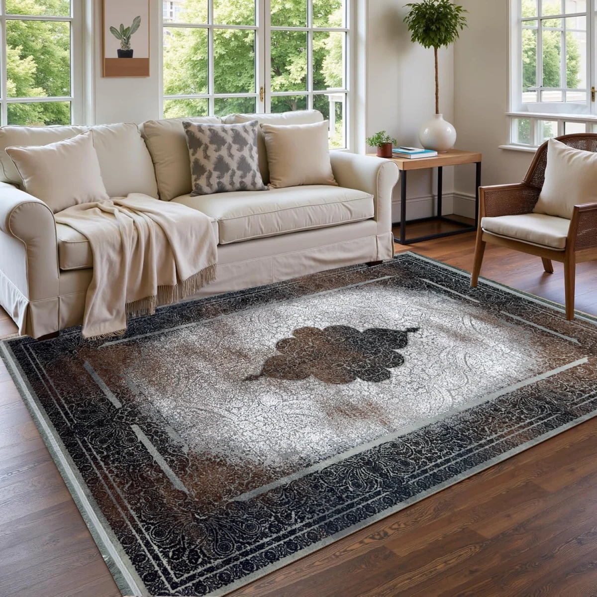 Prestige Jordan Carpets Pasargad Collection GreyRustWhite Rug