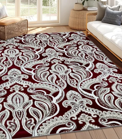 Yasin Kaplan Carpets BurgundyCream Rug