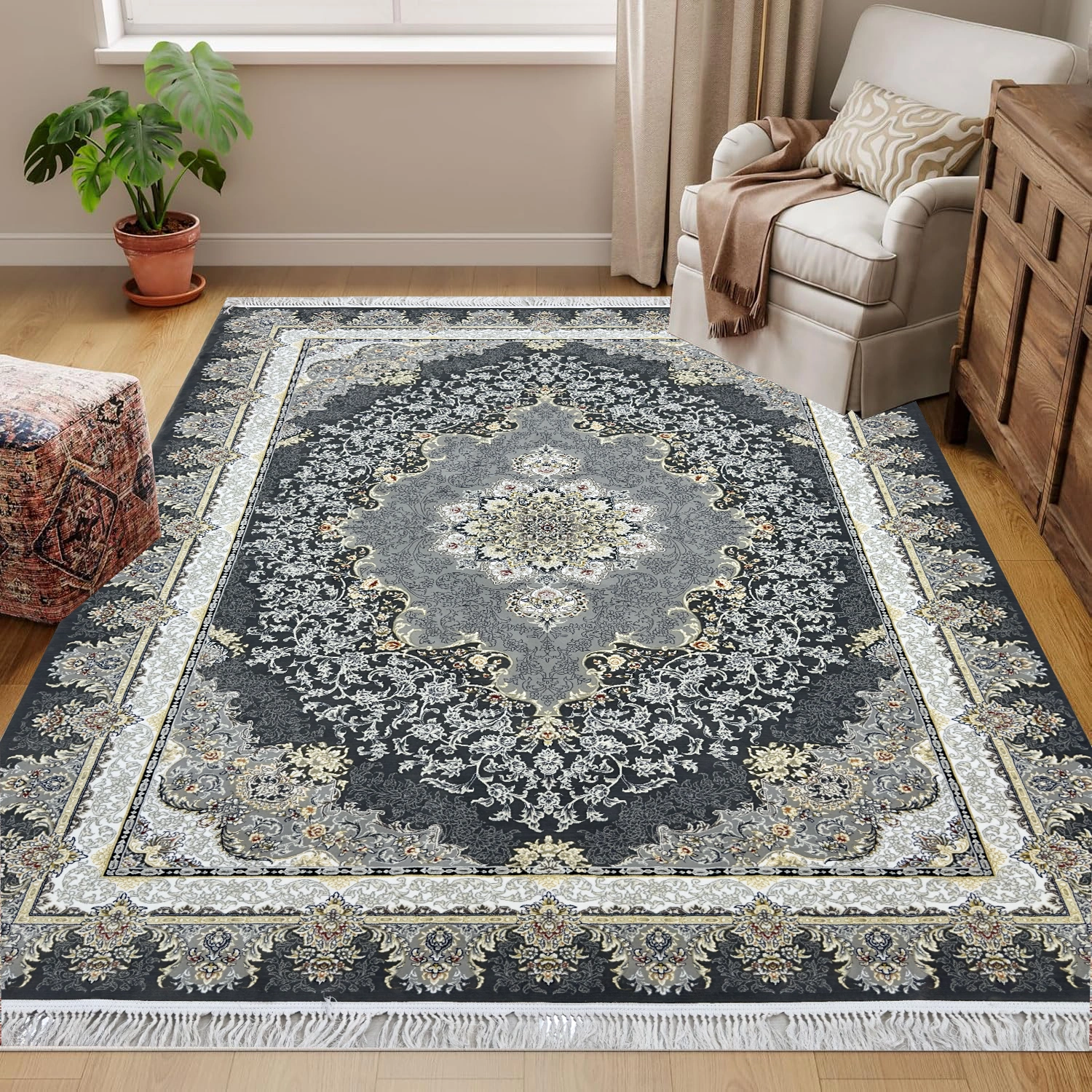 Farhang Carpets GreyWhite Rug
