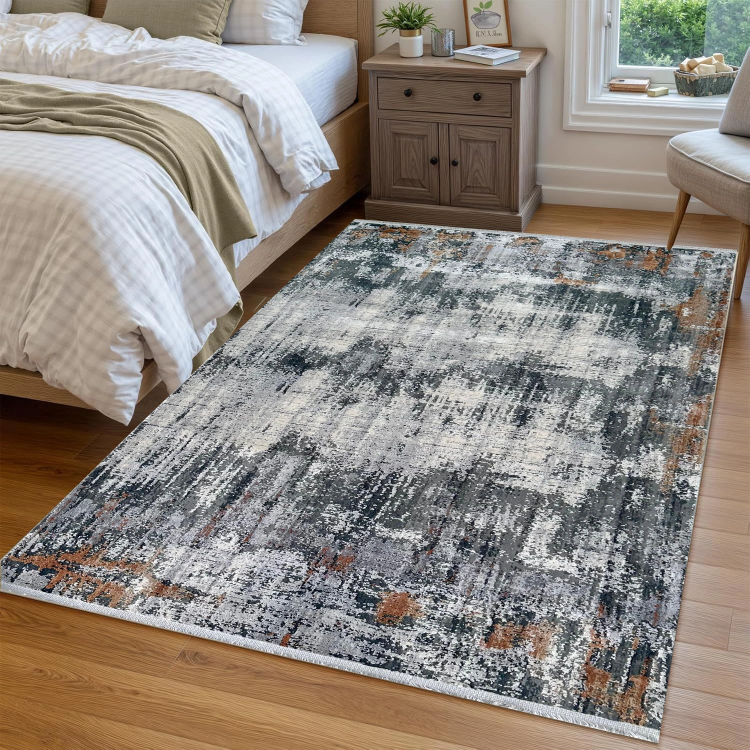 Festival Hali Bianca GreyWhiteRust Rug