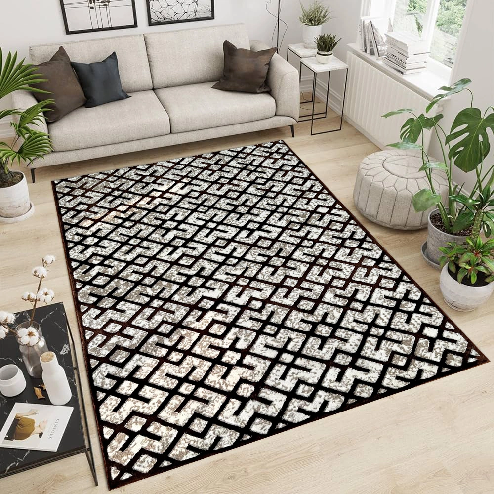 Ideal Eagle Silky BrownBeigeWhite Rug