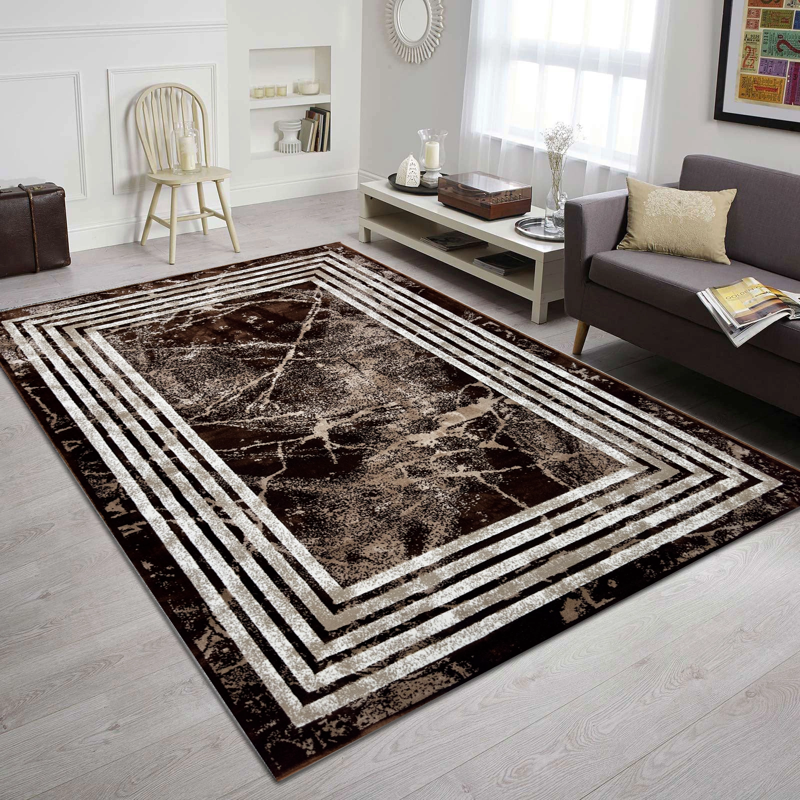 Ideal Eagle Silky BrownWhite Rug