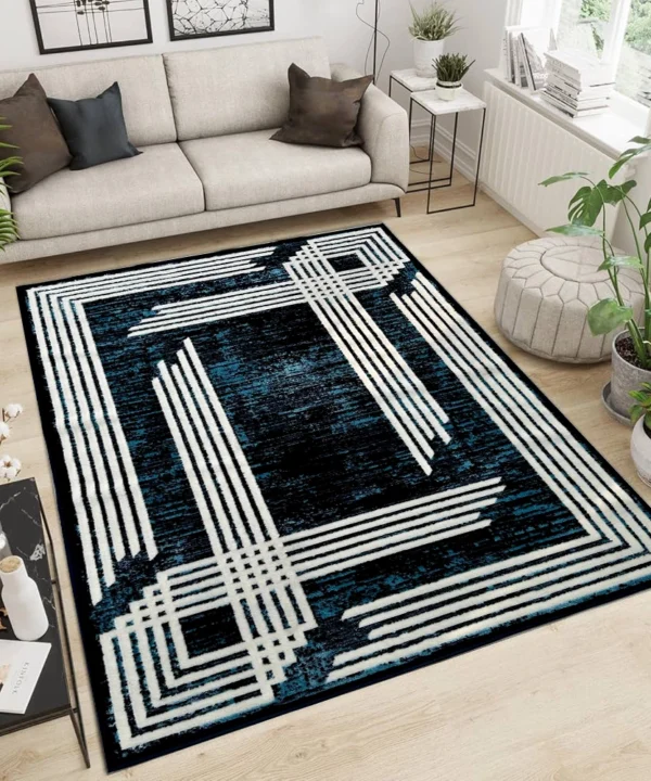 Ideal Eagle Silky NavyWhite Rug