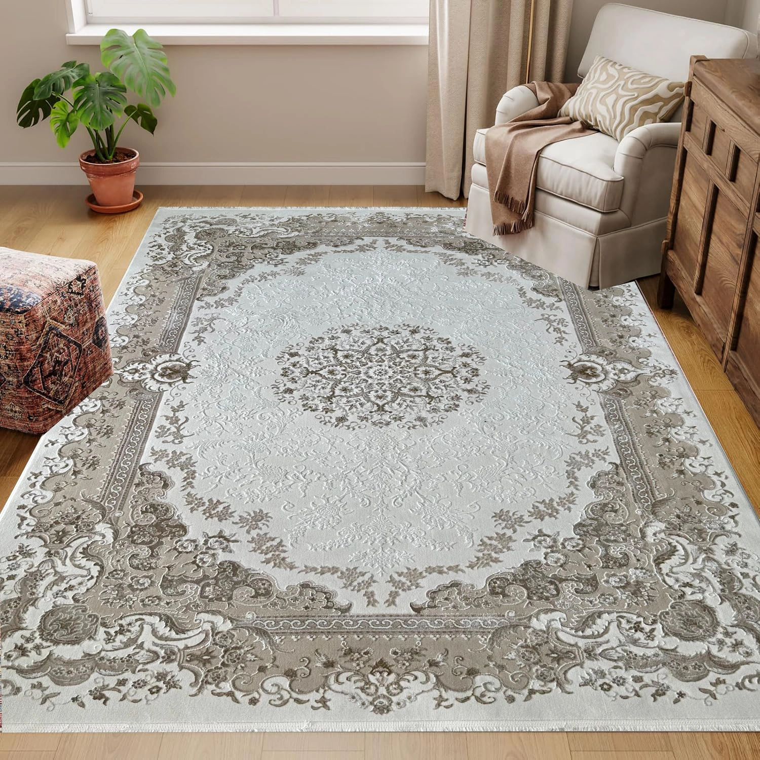 Kartal Carpets HERA Collection OffWhite Shrink Cream Rug