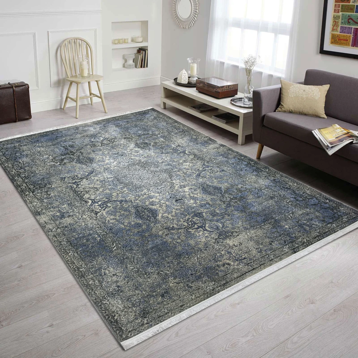 Qalin Deneris Collection GreyishBlue Rug