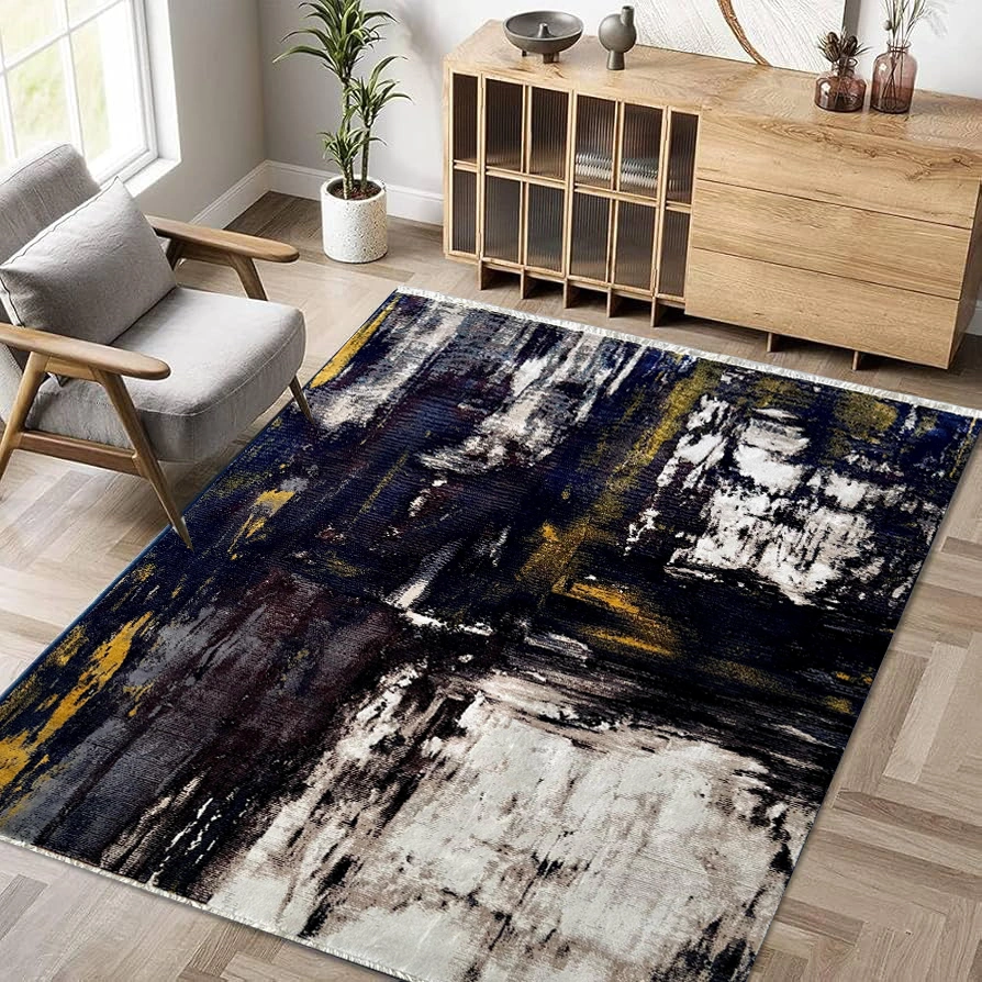 Allure NavyYellow White Rug