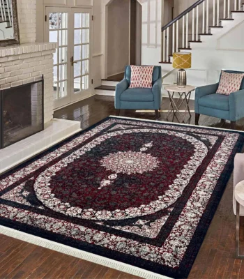 Baharestan Carpets Maroon OffWhite Rug
