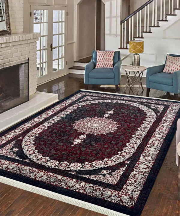 Baharestan Carpets Maroon OffWhite Rug