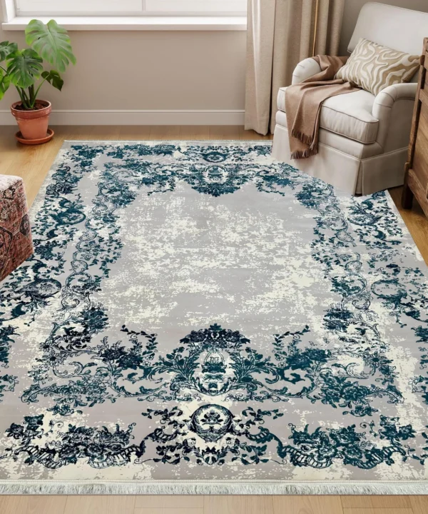 Classic Carpets GreyBlueWhite Rug