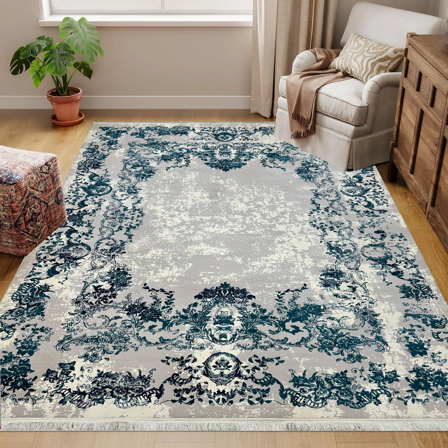 Classic Carpets GreyBlueWhite Rug