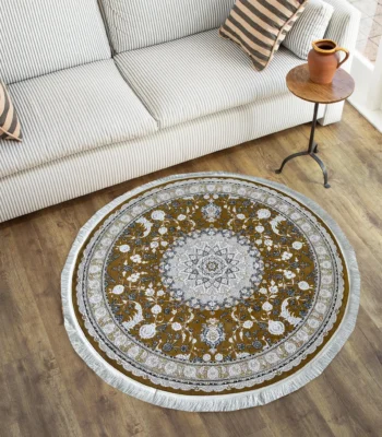 Farsh GoldenWhite Circle Rug