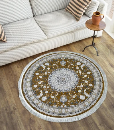 Farsh GoldenWhite Circle Rug