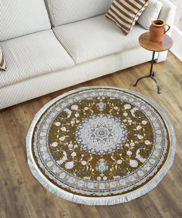 Farsh GoldenWhite Circle Rug