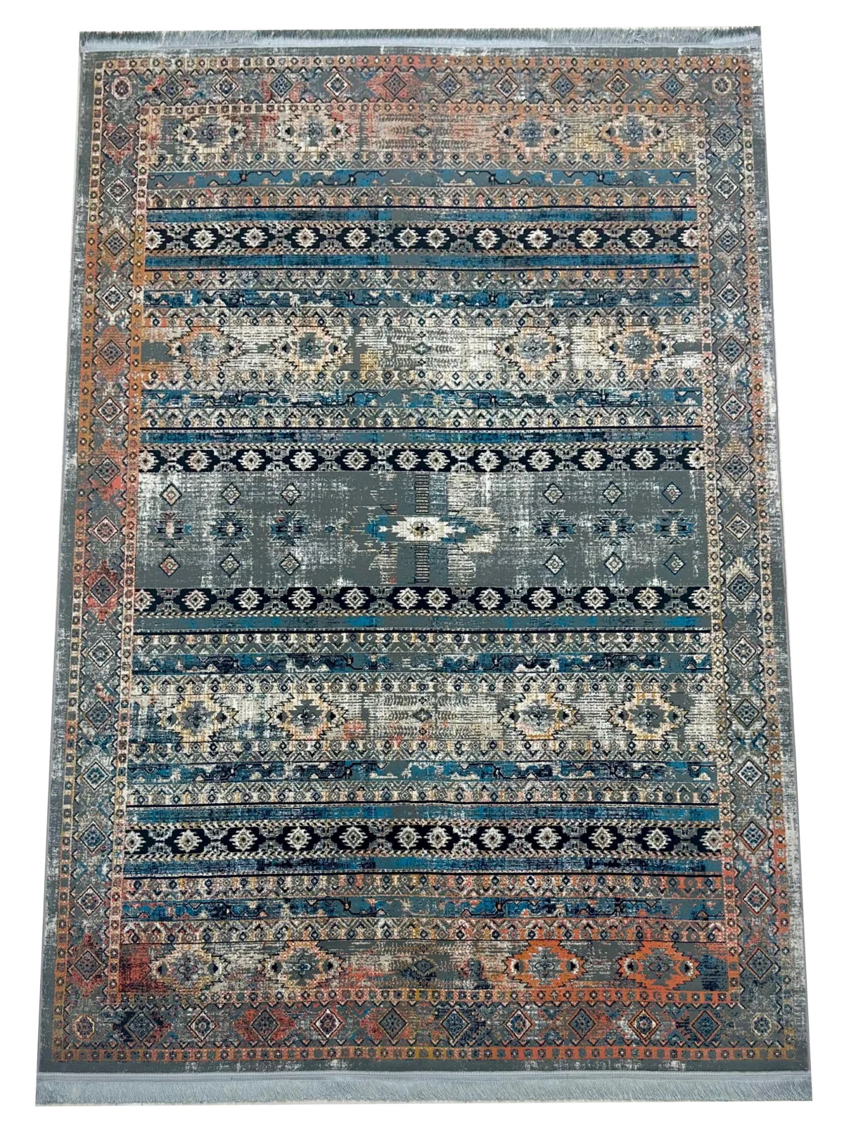 Farsh-e-Feroza DGreyRustBlue Rug