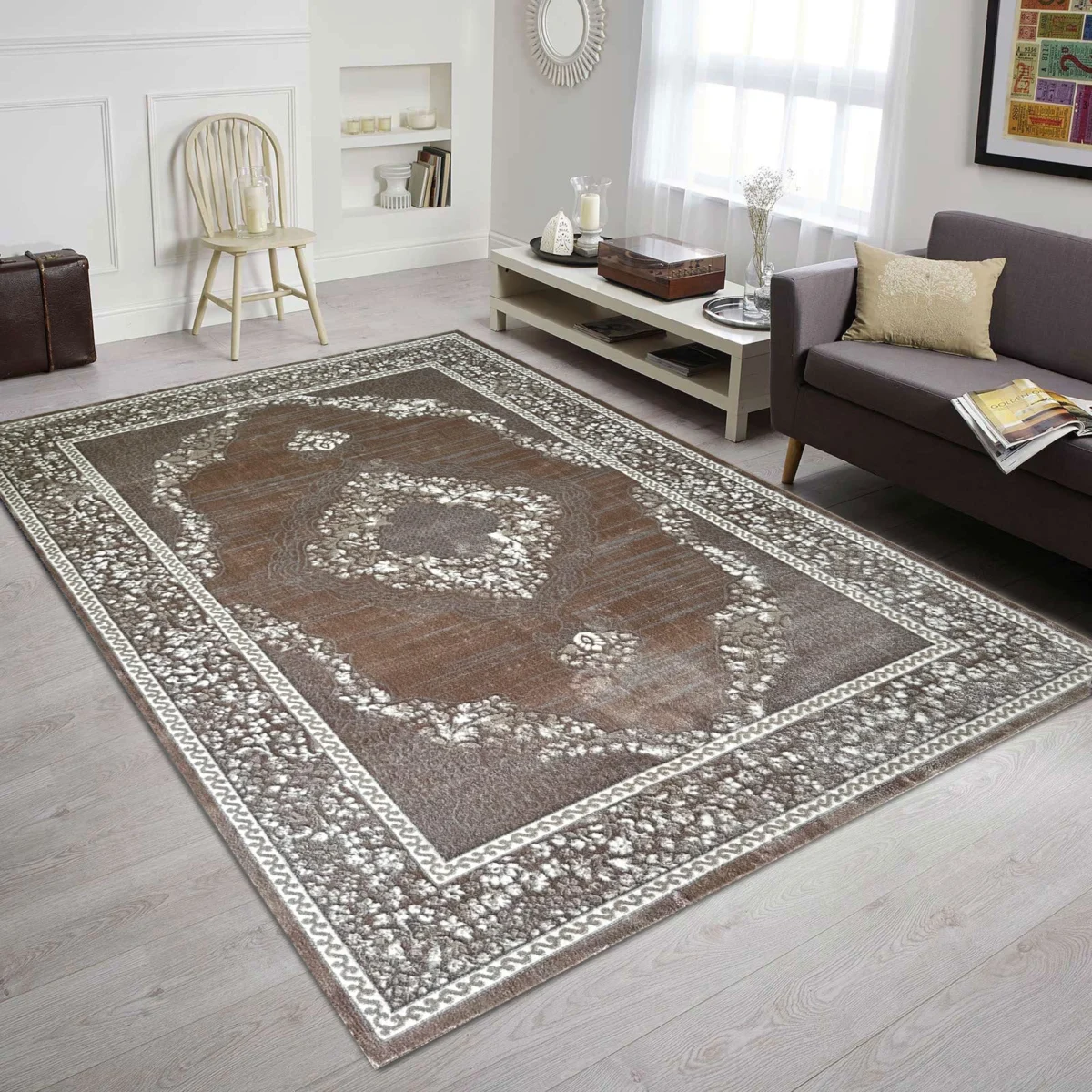 Ideal Eagle Silky CamelWhite Rug