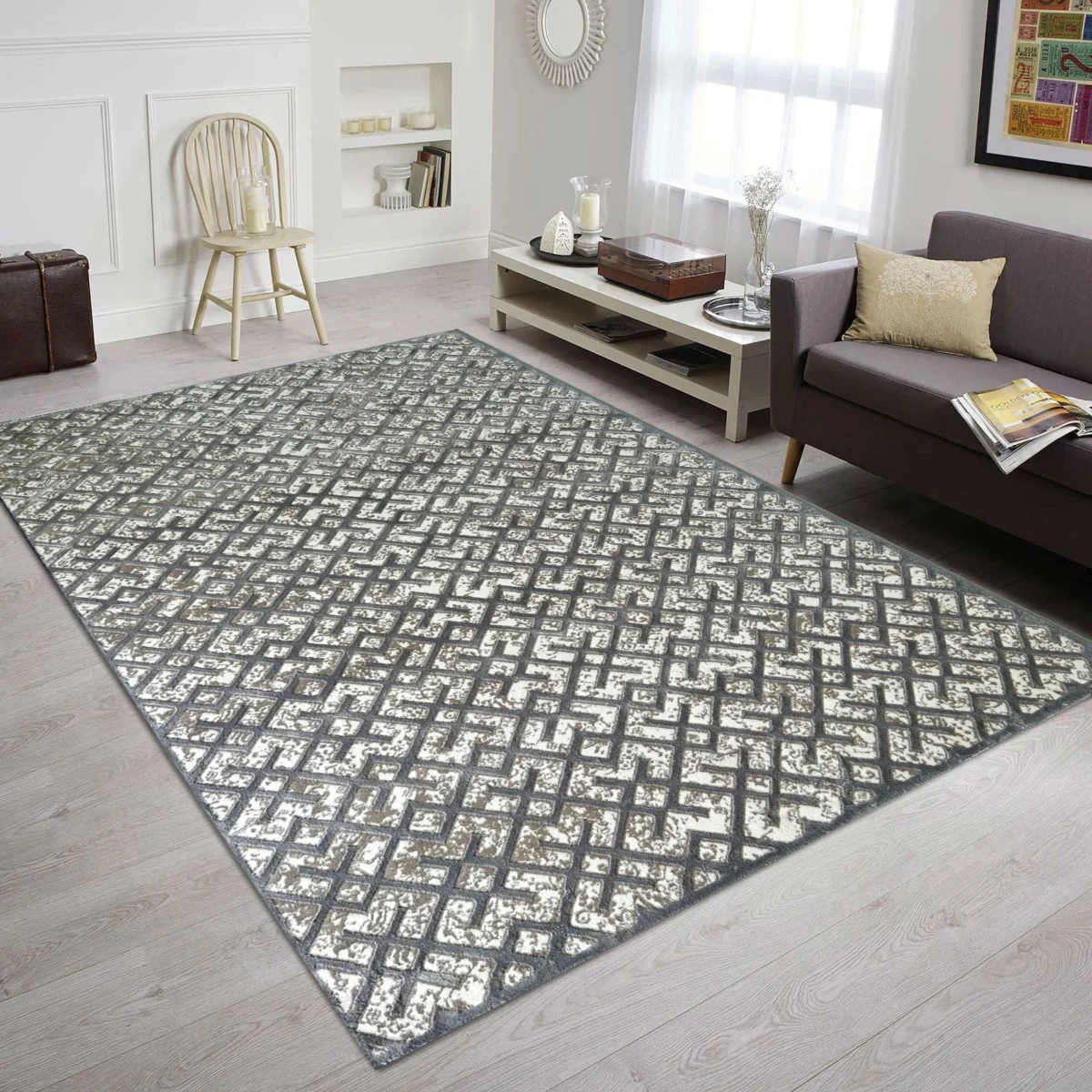 Ideal Eagle Silky GreyWhite Rug