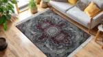 Sarvestan Red & Navy Grey Rug - Image 3
