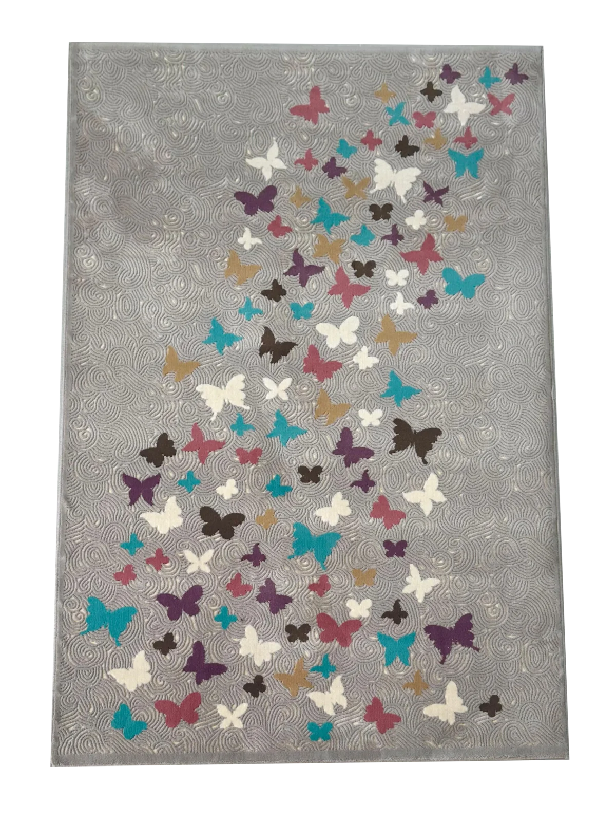 Sepas Vintage Antiques Carpets Grey Butterflies Design Rug