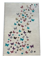 Sepas Vintage Antiques Carpets OffWhite Butterflies Design Rug