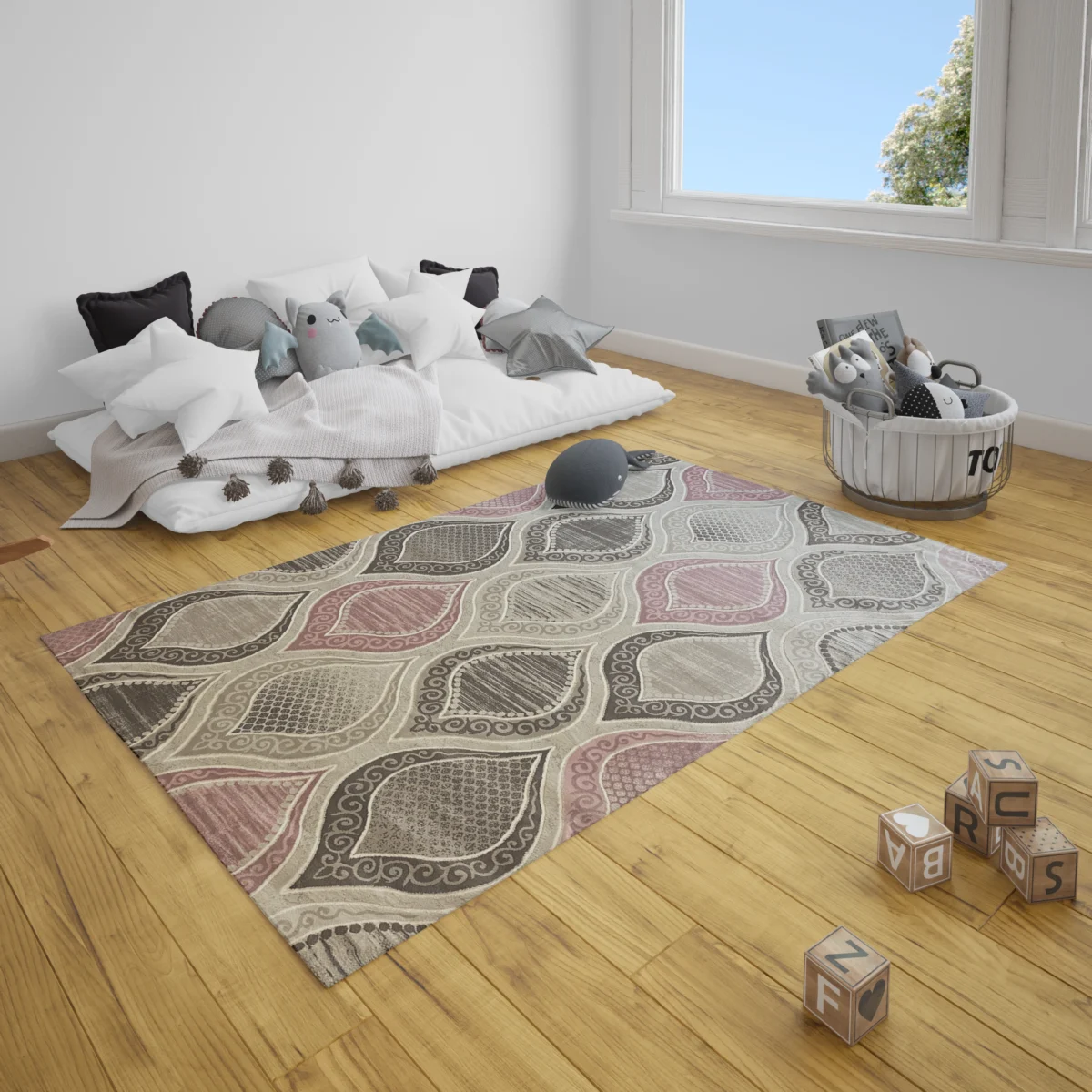 Yasin Kaplan OffWhitePink Rug - Image 1