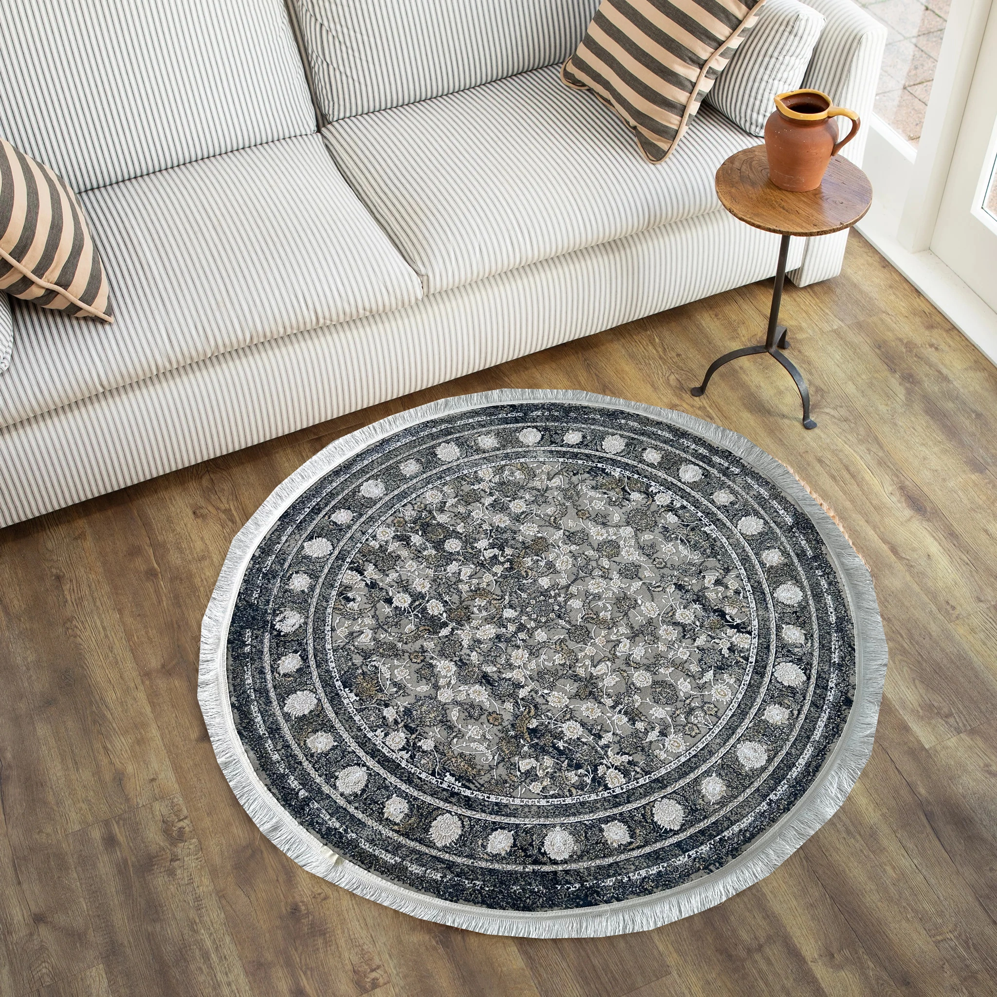 Farsh MixGreyWhite Circle Rug