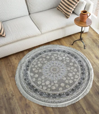 Gheytaran Carpets LGreyOffWhite Circle Rug