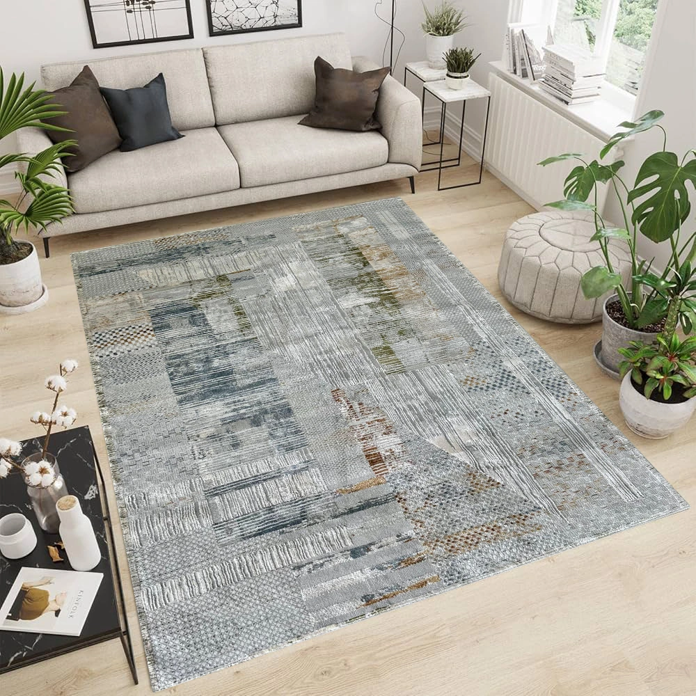 Kartal Carpets Shrink LightBeige GreyOliveRust Rug