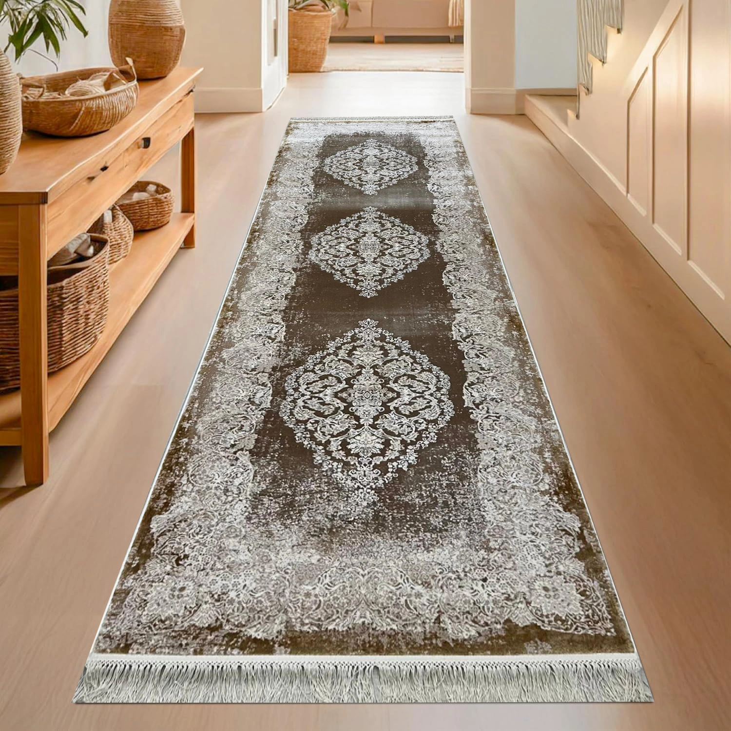 Pierre Cardin Woven Modern BrownWhite Runner