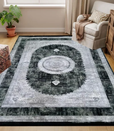 Jordan Rugs Silver Collection GreyBlack Rug