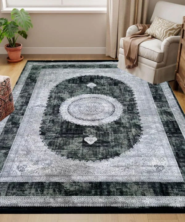 Jordan Rugs Silver Collection GreyBlack Rug