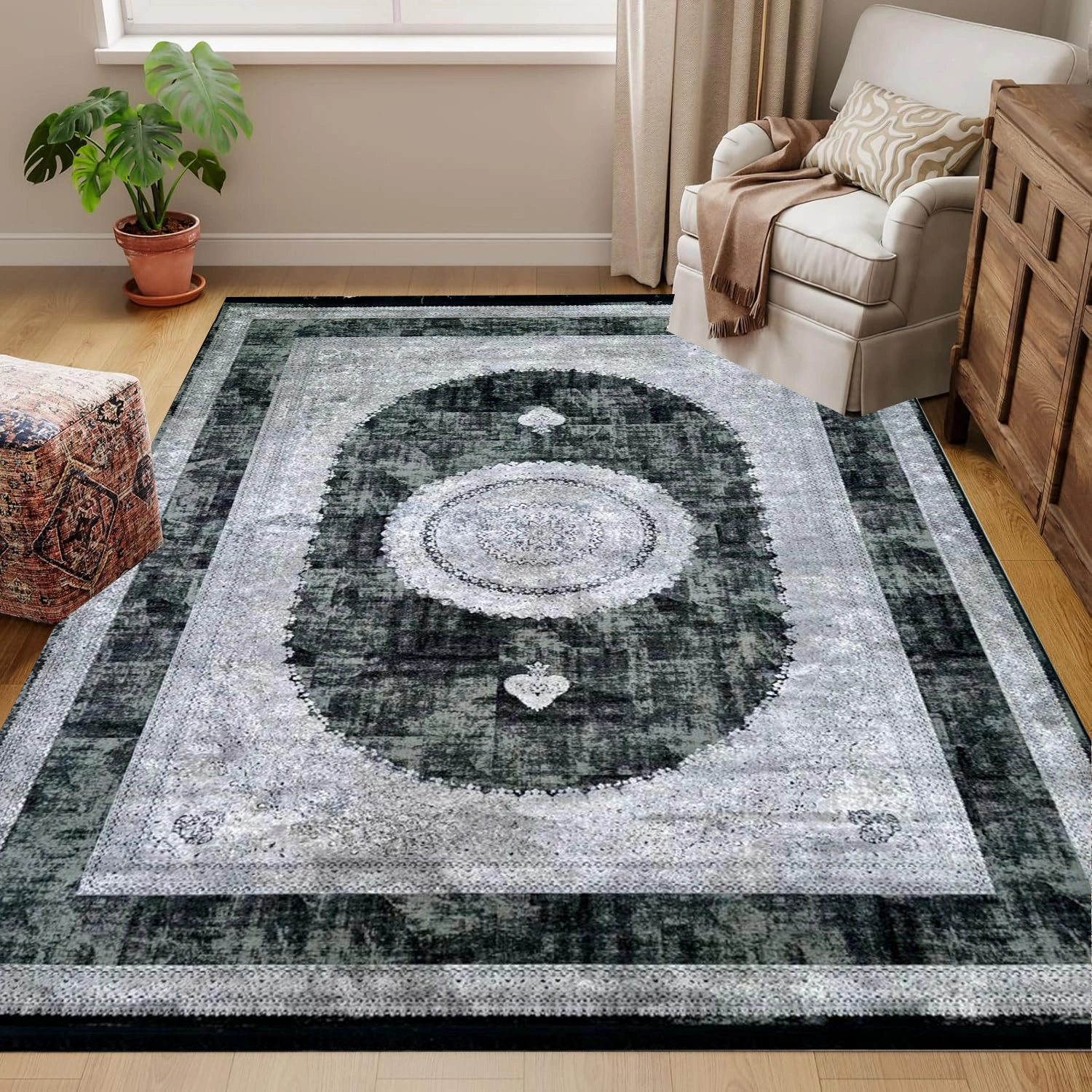 Jordan Rugs Silver Collection GreyBlack Rug
