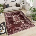 Pierre Cardin Woven Modern Plum Rug