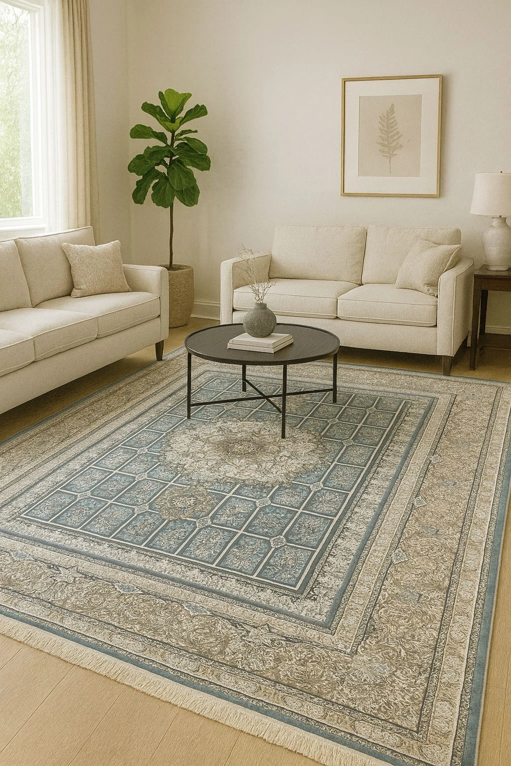 Kashan Avisa Carpet Blue Rug