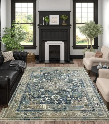 Elements DBlue Beige Rug