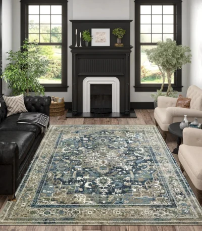 Elements DBlue Beige Rug