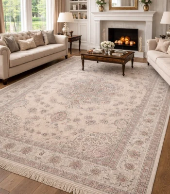 Mashad Ardehal Carpet Ivory Beige Rug