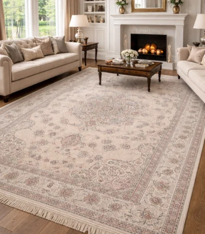 Mashad Ardehal Carpet Ivory Beige Rug