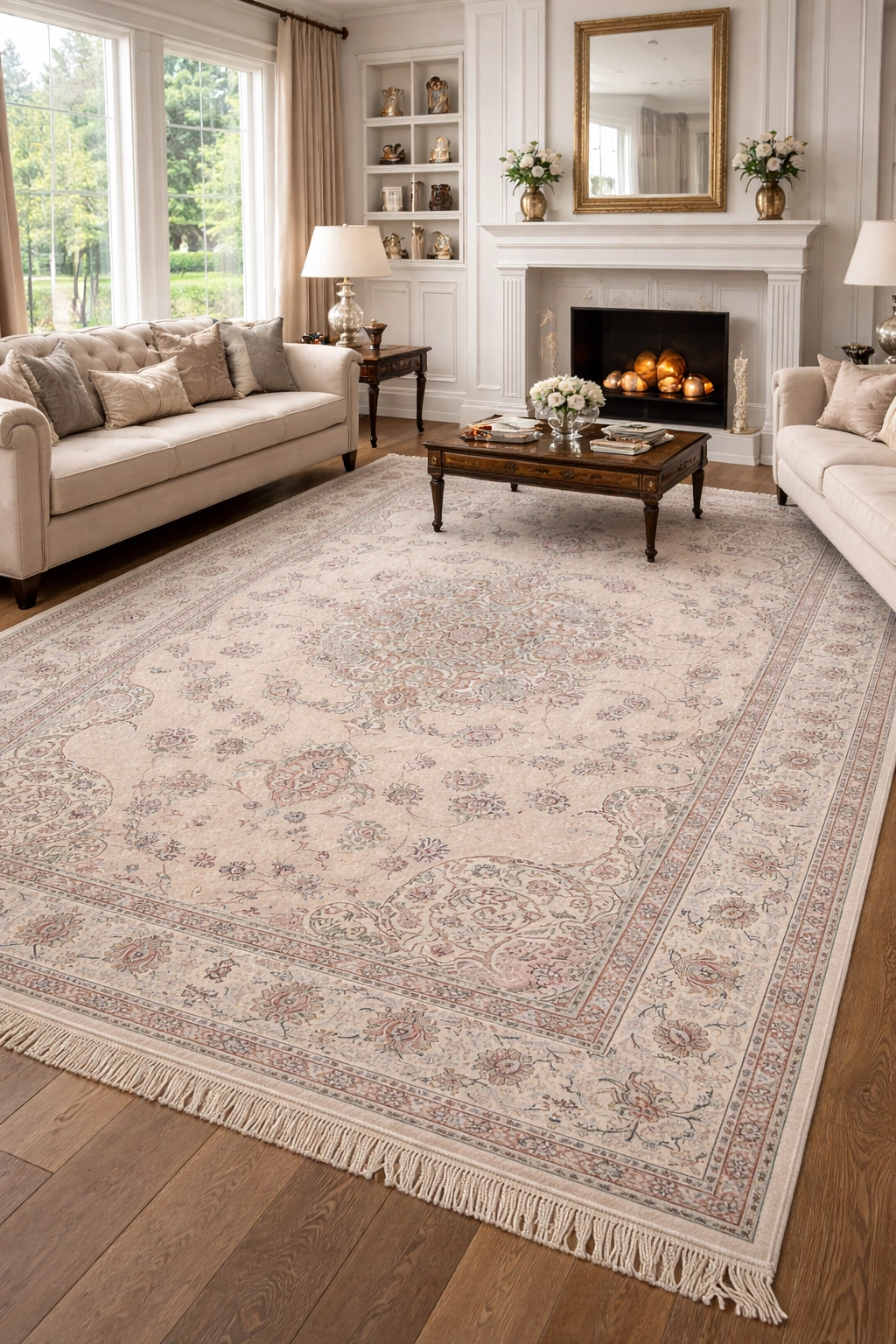 Mashad Ardehal Carpet Ivory Beige Rug Mk Mashad Ardehal Carpet Ivory Beige Rug