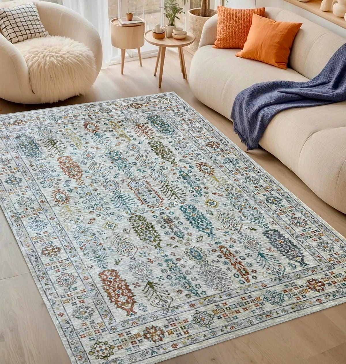 Kartal Carpets Multi Ivory Rug Mk JG17A Kartal Carpets Multi Ivory Rug