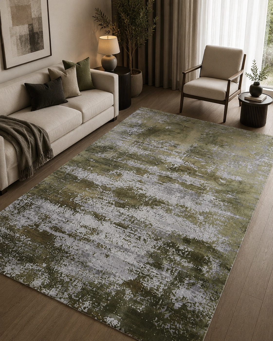 Pierre Cardin Woven Modern Green Rug Mk Pierre Cardin Woven Modern Green Rug - Image 1