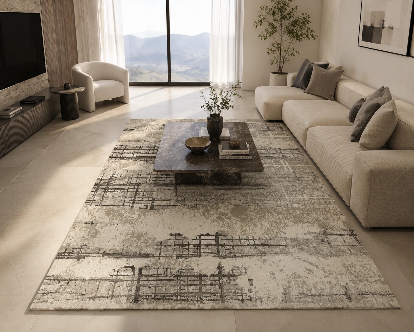 Athena Cream Grey Rug