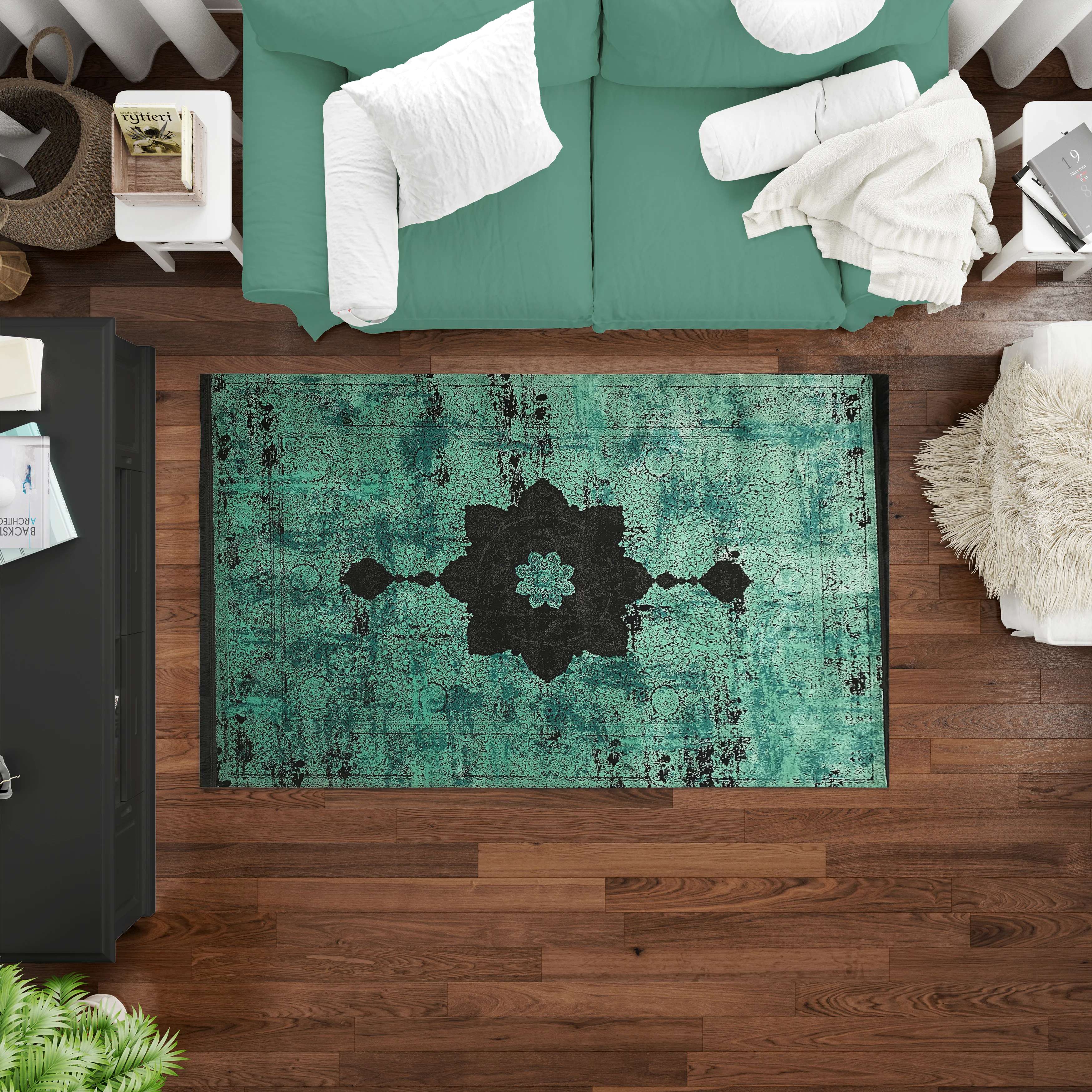 Jordan Rug 1200 Reeds Irani Rug GreenBlack Mockups