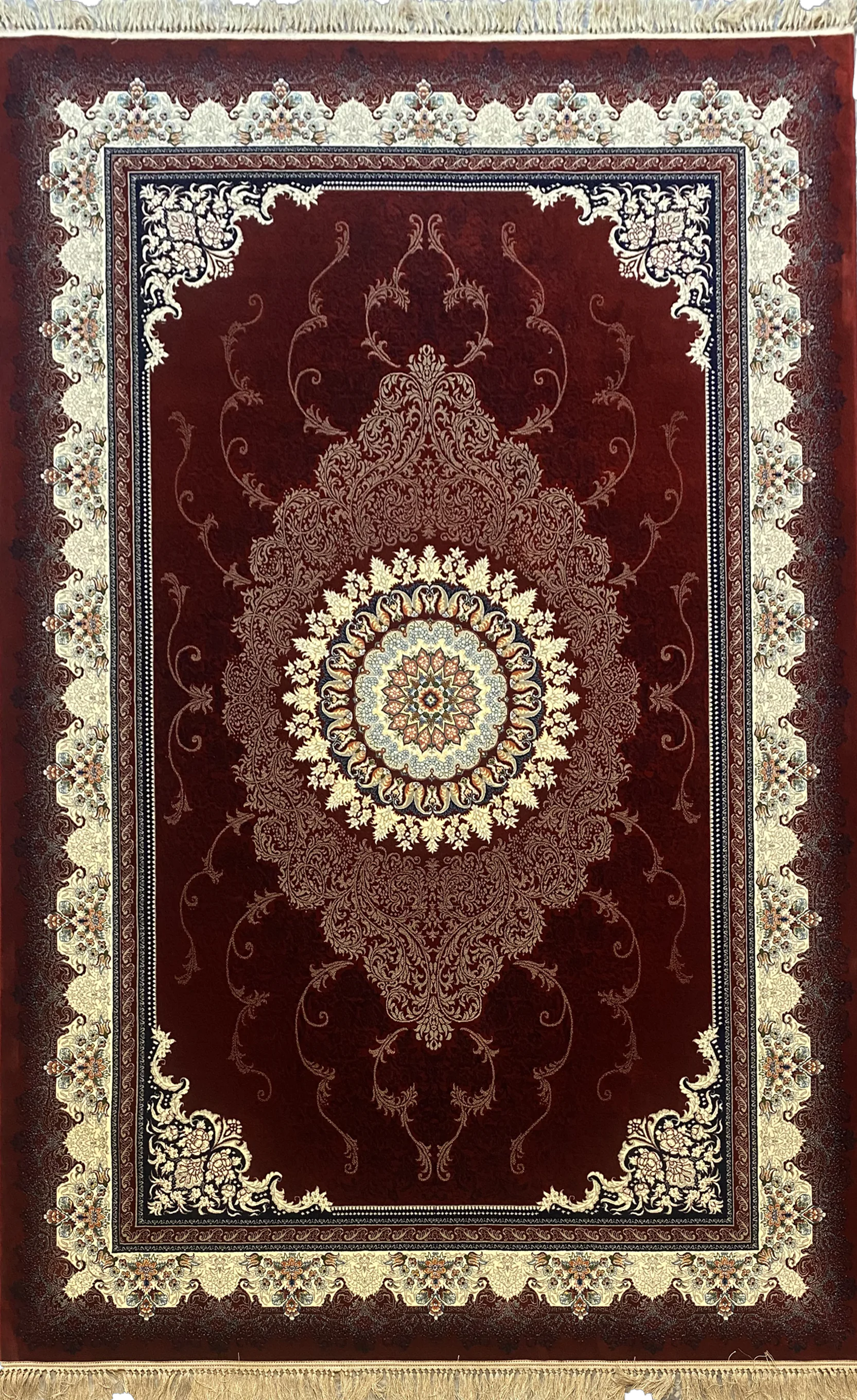 Rangin Kaman Aloand Carpet MaroonWhite Wb